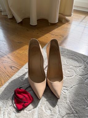 Christian Louboutin Nude Pigalle Patent Pointed-Toe Pumps